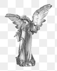 Angel statue  png sticker, transparent background