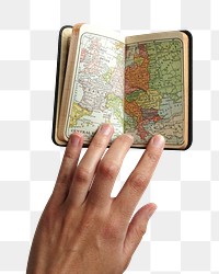 Small atlas book png sticker, transparent background