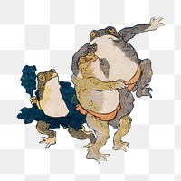 Png Famous Heroes of the Kabuki Stage Played by Frogs, transparent background, Japanese ukiyo-e woodblock print by Utagawa Kuniyoshi. Remixed by rawpixel.