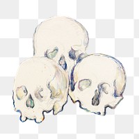 Png Cezanne’s Three Skulls sticker, still life painting, transparent background.inting, transparent background. Remastered by rawpixel.  Remixed by rawpixel.