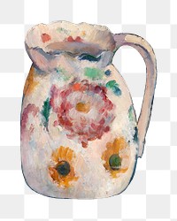  Png Cezanne’s jug sticker, still life painting, transparent background.  Remixed by rawpixel.