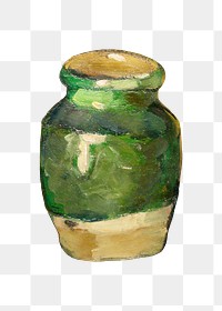 Png Cezanne&rsquo;s Vase sticker, still life painting, transparent background.  Remixed by rawpixel.