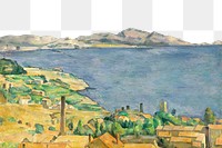  Png Cezanne&rsquo;s Gulf of Marseilles border, post-impressionist landscape painting, transparent background.  Remixed by rawpixel.
