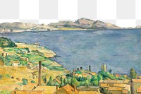  Png Cezanne’s Gulf of Marseilles border, post-impressionist landscape painting, transparent background.  Remixed by rawpixel.