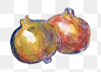Png Cezanne&rsquo;s  Pomegranates sticker, still life painting, transparent background.  Remixed by rawpixel.