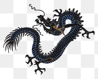 George Barbier's png Chinese dragon sticker, transparent background, remixed by rawpixel