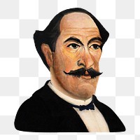 Henri Rousseau's Self-Portrait png sticker, transparent background, remixed by rawpixel