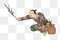 Basketry worker png sticker, vintage Japanese on transparent background by Utagawa Hiroshige. Remastered by rawpixel.