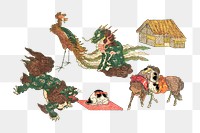 Japanese animals png sticker, vintage Japanese on transparent background by Utagawa Hiroshige. Remastered by rawpixel.