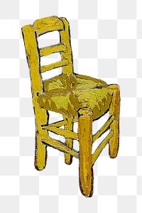 Van Gogh's png chair sticker, transparent background. Remastered by rawpixel.