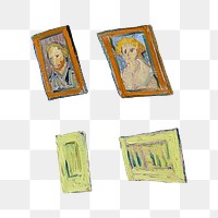 Van Gogh's png framed portraits sticker, transparent background. Remastered by rawpixel.