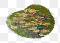 Water lilies png brush stroke sticker, transparent background. Claude Monet artwork, remixed by rawpixel.