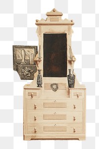 Victorian dressing table, vintage furniture sticker, transparent background.  Remastered by rawpixel.