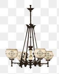 Victorian chandelier png vintage home decor sticker, transparent background. Remastered by rawpixel.