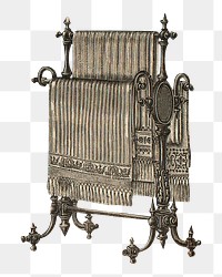 Towel rail png Victorian home decor sticker, transparent background.  Remastered by rawpixel.