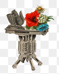 Victorian side table png vintage furniture sticker, transparent background.  Remastered by rawpixel.