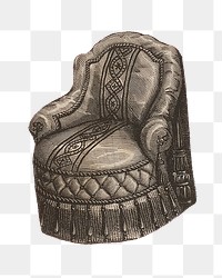 Victorian armchair png vintage furniture sticker, transparent background. Remastered by rawpixel.