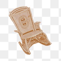 Rocking chair png Victorian furniture sticker, transparent background. Remastered by rawpixel.