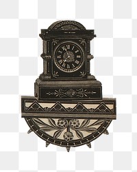 Victorian wall clock png antique object sticker, transparent background.  Remastered by rawpixel.