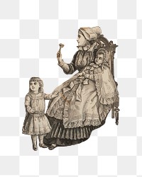 Victorian mother png children sticker, transparent background. Remastered by rawpixel.