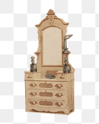 Vintage dressing table, Victorian furniture sticker, transparent background.  Remastered by rawpixel.