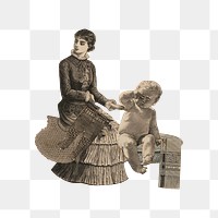 Victorian mum png baby sticker, transparent background. Remastered by rawpixel.