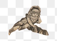 Girl playing toy png sticker, transparent background. Remastered by rawpixel.