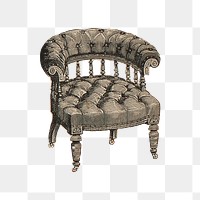 Victorian armchair png vintage furniture sticker, transparent background. Remastered by rawpixel.