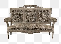 Victorian sofa png vintage furniture sticker, transparent background. Remastered by rawpixel.