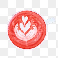 Coffee latte art png sticker, transparent background