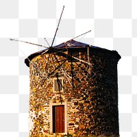 Brick windmill png sticker, transparent background