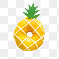 Pineapple donut png sticker, transparent background