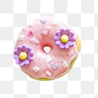 Pink glazed donut png sticker, transparent background