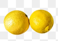 Two yellow lemon png, transparent background