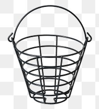 Black basket png object, transparent background