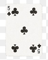 PNG 5  clover poker card  transparent background. Remixed by rawpixel.