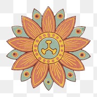 PNG Vintage geometric flower transparent background. Remixed by rawpixel.