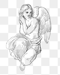  Angel sketch  png transparent background. Remixed by rawpixel.