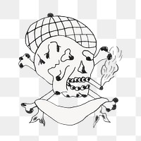 PNG Skull smoking cigarette transparent background. Remixed by rawpixel.