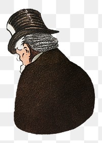 PNG Victorian man, rear view illustration by J. M. Barrie, transparent background.  Remixed by rawpixel. 