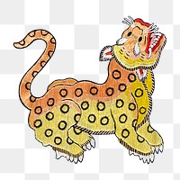 PNG Chinese leopard, vintage animal illustration, transparent background.  Remixed by rawpixel. 