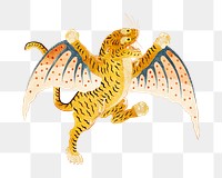 PNG Chinese winged tiger, mythical creature illustration, transparent background.  Remixed by rawpixel. 