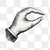 PNG Vintage hand, gesture illustration  by Eagle Pencil Co, transparent background.  Remixed by rawpixel. 