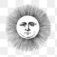 PNG Sun with human's face, vintage illustration, transparent background.  Remixed by rawpixel. 