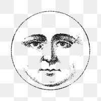 PNG Moon with human face, vintage illustration, transparent background.  Remixed by rawpixel. 