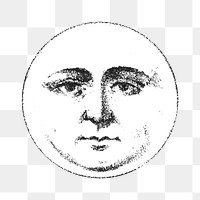 PNG Moon with human face, vintage illustration, transparent background.  Remixed by rawpixel. 