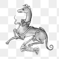 PNG Dog, vintage mythical creature illustration, transparent background.  Remixed by rawpixel. 