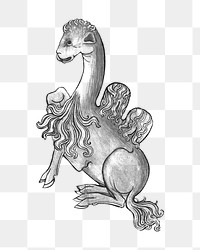 PNG Vintage mythical creature illustration, transparent background.  Remixed by rawpixel. 