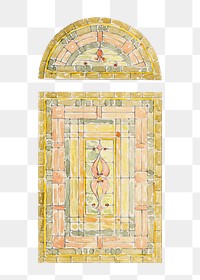 PNG Stained glass window, vintage design, transparent background.  Remixed by rawpixel. 