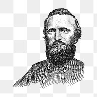 PNG Stonewall Jackson, vintage portrait b A. Hoen Lithography Company, transparent background.  Remixed by rawpixel. 